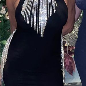 Crystal Fringe Mini Dress-sz Small